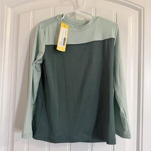 Kids Two-Tone Long Sleeve Top - Light Mint & Forest Green